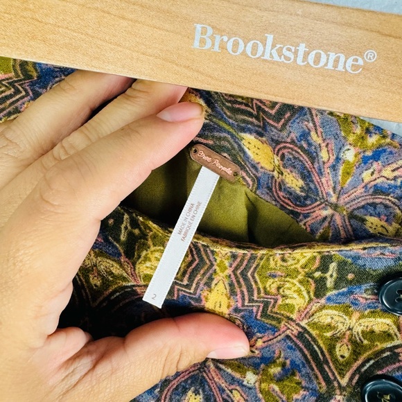 Free People Lovers Lane Pleated Mini Skirt Button Detail Sz 2 Side Zip - Picture 5 of 9